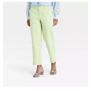 A New Day Women's High Rise Straight Leg Light Green Ankle Length Pants